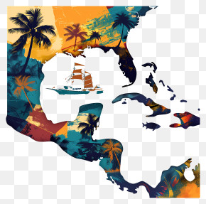 Bahamas - Colorful Caribbean Map PNG