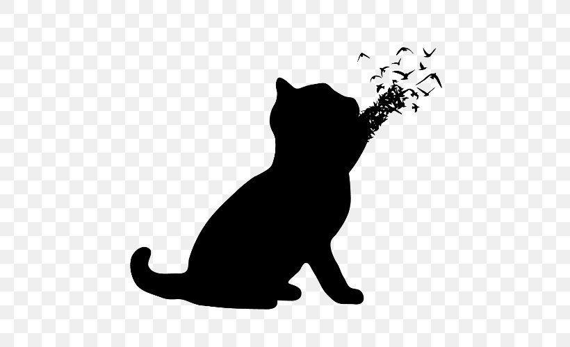 Black Cat Drawing Silhouette, PNG, 500x500px, Cat, Animal, Art, Black, Black And White Download Free