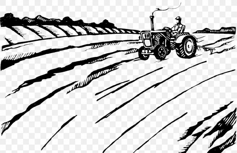Agriculture Plough Farmer Tractor Illustration, PNG, 1024x661px, Agriculture, Agricultural Land, Automotive Design, Automotive Tire, Black And White Download Free