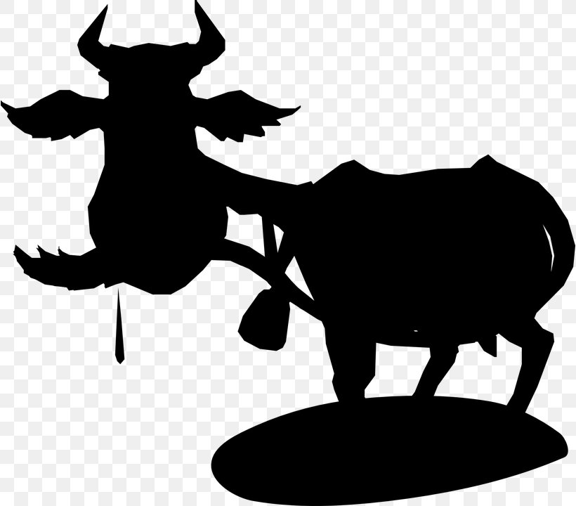 Cattle Clip Art Character Silhouette Fiction, PNG, 818x720px, Cattle, Blackandwhite, Bovine, Bull, Character Download Free