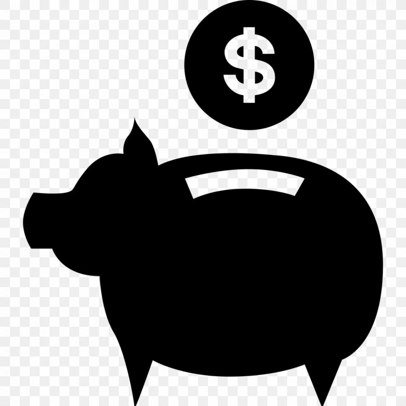 Piggy Bank Money Saving, PNG, 1200x1200px, Piggy Bank, Bank, Black, Black And White, Credit Download Free