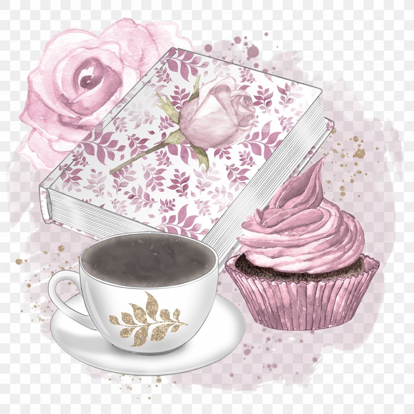 Coffee Tea Cupcake Wallpaper, PNG