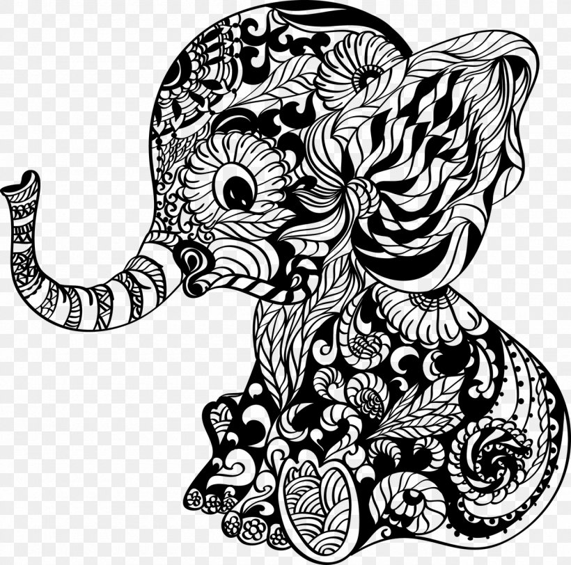 Elephant Clip Art Mandala, PNG, 1280x1269px, Elephant, Art, Blackandwhite, Child, Coloring Book Download Free