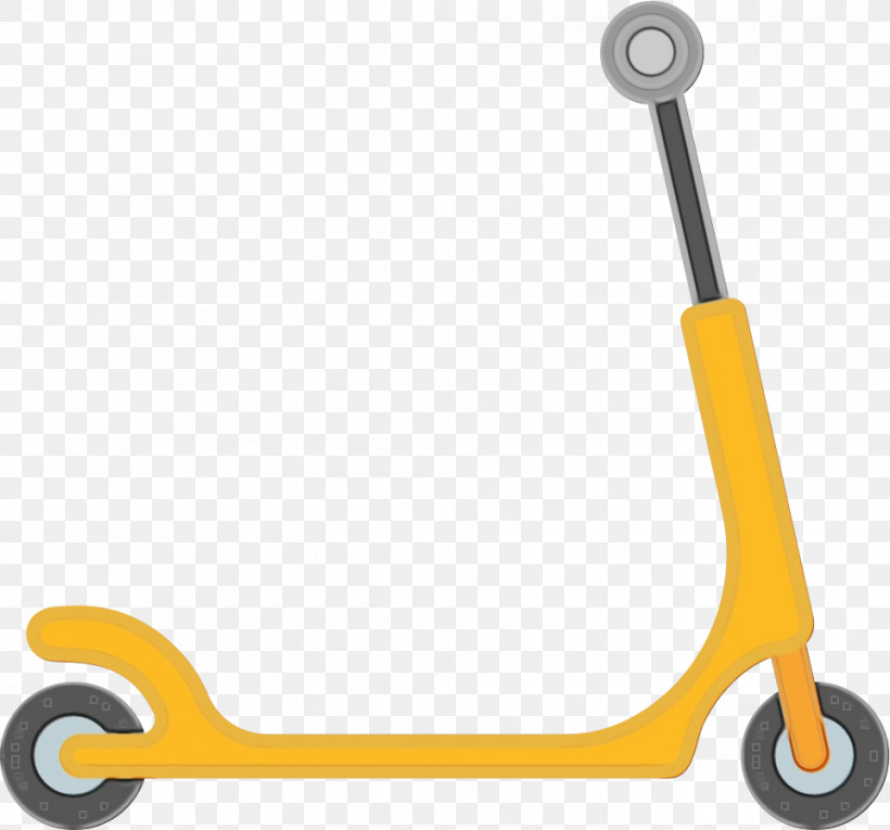 Kick Scooter Yellow, PNG, 961x897px, Watercolor, Kick Scooter, Paint, Wet Ink, Yellow Download Free