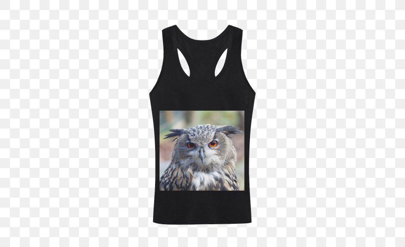 Eurasian Eagle-owl T-shirt Sleeveless Shirt, PNG, 500x500px, Owl, Active Tank, Bag, Bird, Bird Of Prey Download Free