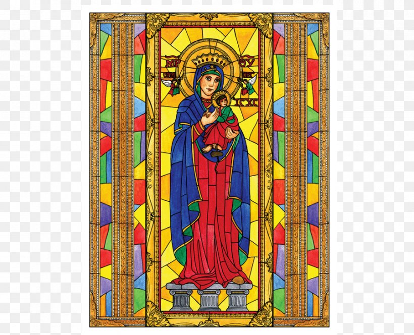 Stained Glass Our Lady Of Perpetual Help Mary Untier Of Knots Art, PNG, 900x729px, Stained Glass, Art, Beauty, Consolation, Glass Download Free