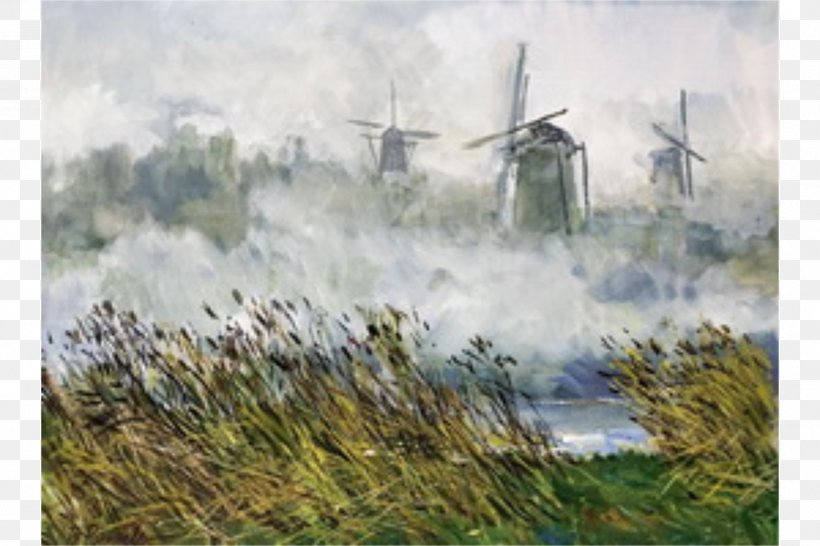Watercolor Painting Windmill, PNG, 900x600px, Watercolor Painting, Bog, Grass, Grass Family, Landscape Download Free