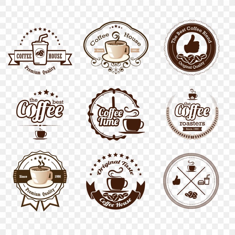 Iced Coffee Cafe Vector Graphics White Coffee, PNG, 2000x2000px, Coffee, Badge, Brand, Cafe, Coffee Bean Download Free