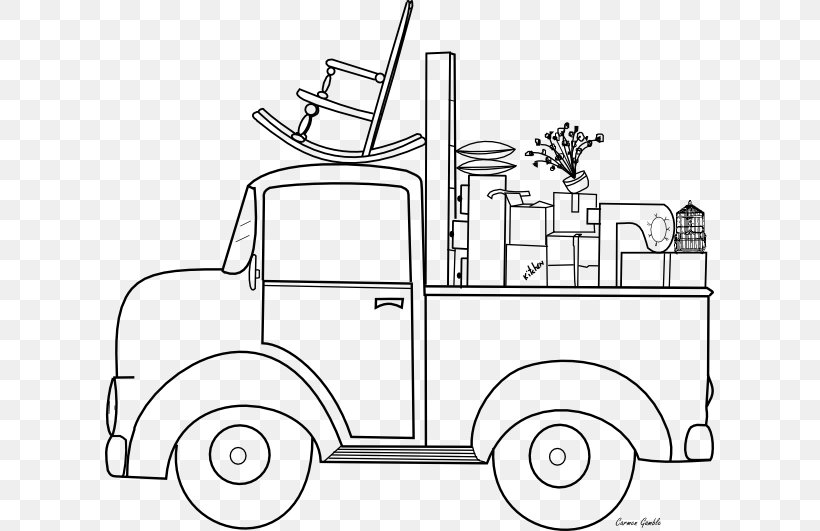 Mover Coloring Book Pickup Truck, PNG, 609x531px, Mover, Artwork, Automotive Design, Black And White, Car Download Free