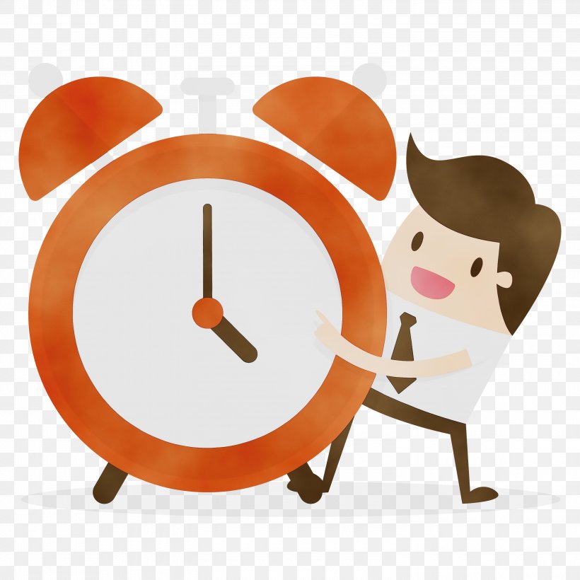 Orange, PNG, 3000x3000px, Watercolor, Alarm Clock, Cartoon, Clock, Furniture Download Free