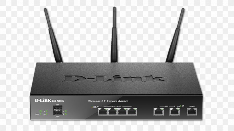 Wireless Router Gigabit Ethernet D-Link DSR-1000AC IEEE 802.11ac, PNG, 1664x936px, Wireless Router, Audio Receiver, Dlink, Electronics, Ethernet Download Free
