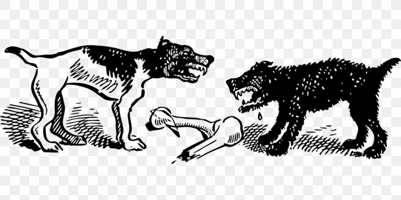 Dog Fighting Clip Art, PNG, 960x480px, Dog, Art, Big Cats, Black And White, Bone Download Free