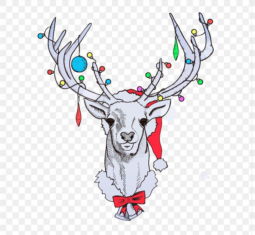 Reindeer Santa Claus Christmas, PNG, 800x753px, Reindeer, Antler, Art, Canvas, Christmas Download Free