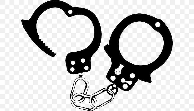 Handcuffs Police Officer Clip Art, PNG, 640x471px, Handcuffs, Auto Part, Black And White, Body Jewelry, Document Download Free
