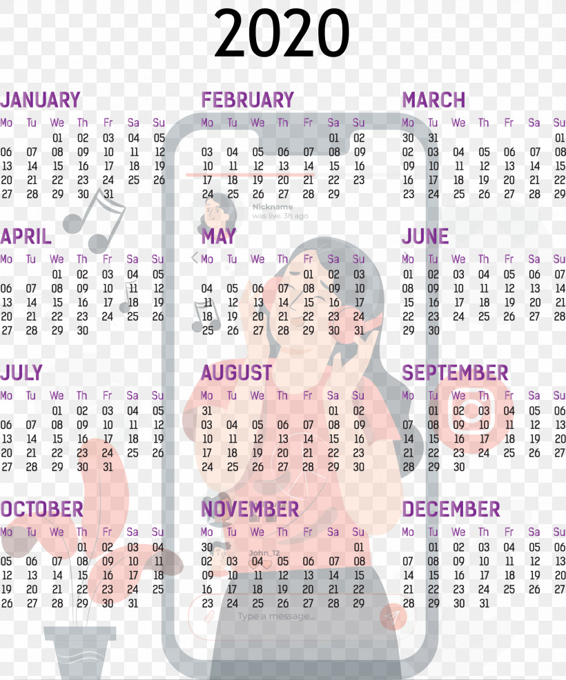 2020 Yearly Calendar Printable 2020 Yearly Calendar Template Full Year Calendar 2020, PNG, 2493x2999px, 2020 Yearly Calendar, Calendar System, Full Year Calendar 2020, Line, Meter Download Free