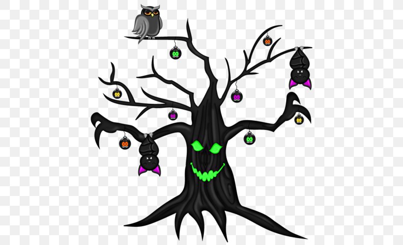 The Halloween Tree Drawing Clip Art, PNG, 500x500px, Halloween Tree, Art, Artwork, Beak, Bird Download Free