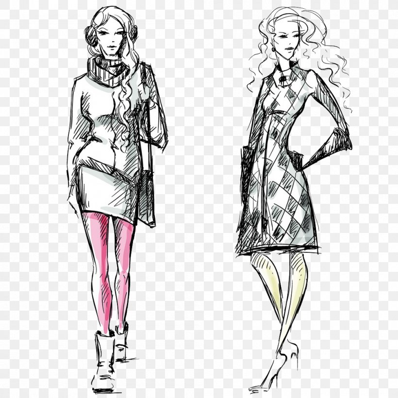 Fashion Illustration Drawing Illustration, PNG, 1000x1000px, Fashion Illustration, Art, Black And White, Clothing, Costume Design Download Free