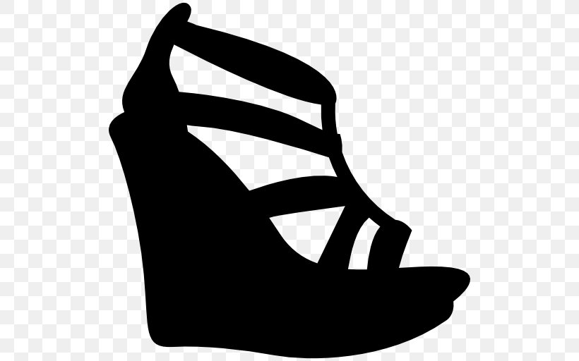 Wedge High-heeled Shoe Clip Art, PNG, 512x512px, Wedge, Absatz, Black, Black And White, Fashion Download Free