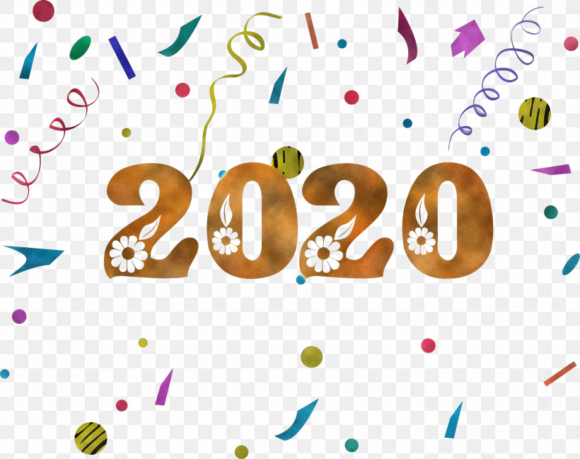 Happy New Year 2020 New Year 2020 New Years, PNG, 3000x2373px, Happy New Year 2020, Calligraphy, Confetti, Line, New Year 2020 Download Free
