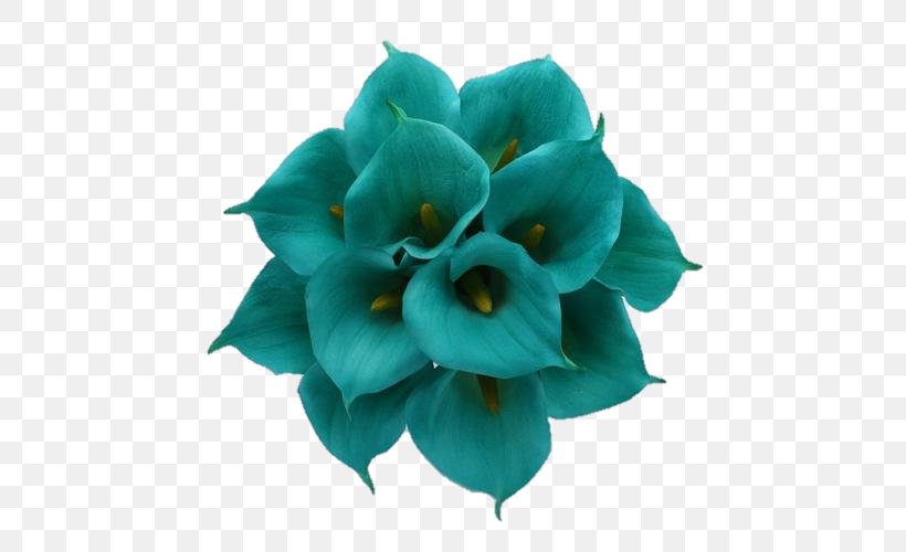 Flower Bouquet Arum-lily Wedding Teal, PNG, 500x500px, Flower Bouquet, Aqua, Arumlily, Blue, Calla Lily Download Free