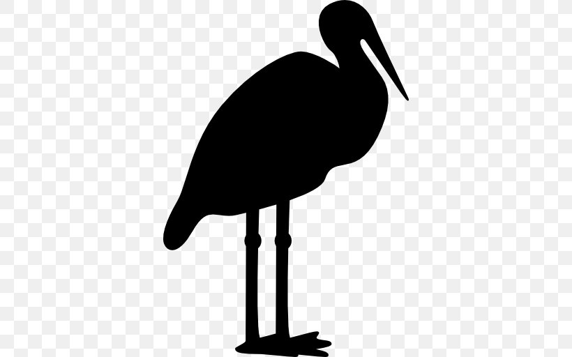 White Stork Bird Crane Beak Silhouette, PNG, 512x512px, White Stork, Animal, Beak, Bird, Black And White Download Free