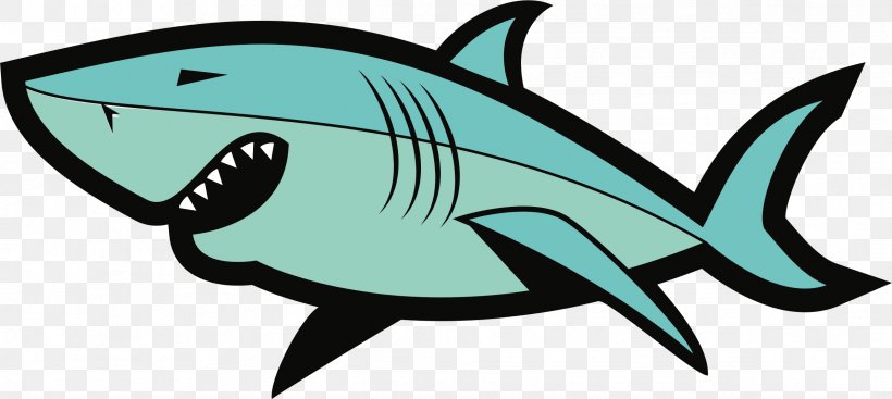 Great White Shark Fish, PNG, 2386x1068px, Shark, Artwork, Bull Shark, Cartilaginous Fish, Cartoon Download Free