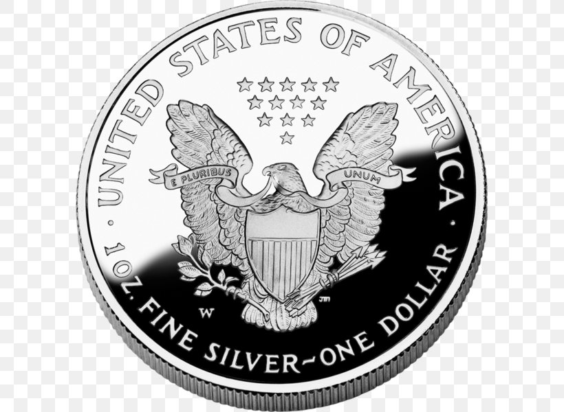 Dollar Coin American Silver Eagle, PNG, 599x600px, Dollar Coin, American Silver Eagle, Black And White, Brand, Bullion Coin Download Free