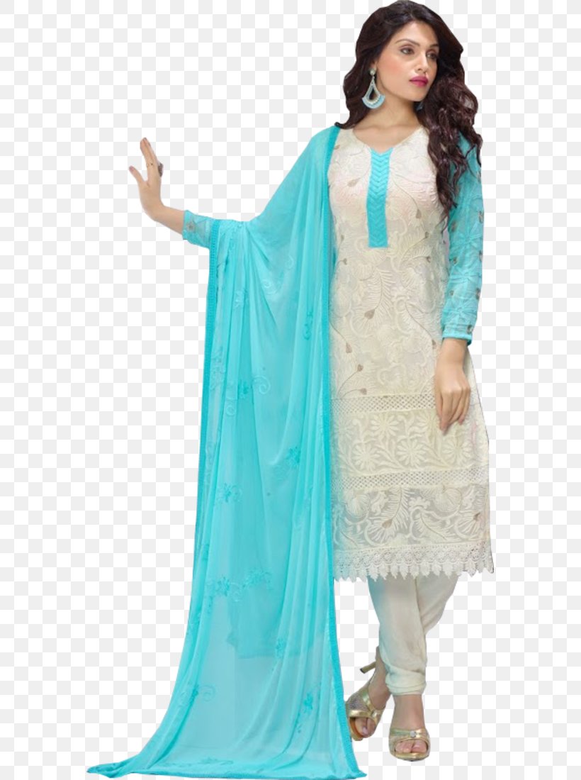 Shalwar Kameez Chiffon Dress Formal Wear Suit, PNG, 575x1100px, Shalwar Kameez, Anarkali Salwar Suit, Aqua, Blue, Chiffon Download Free