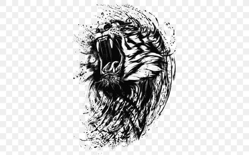 Cat Felidae Lion Sketch Roar, PNG, 512x512px, Cat, Art, Bengal Tiger, Black Tiger, Blackandwhite Download Free