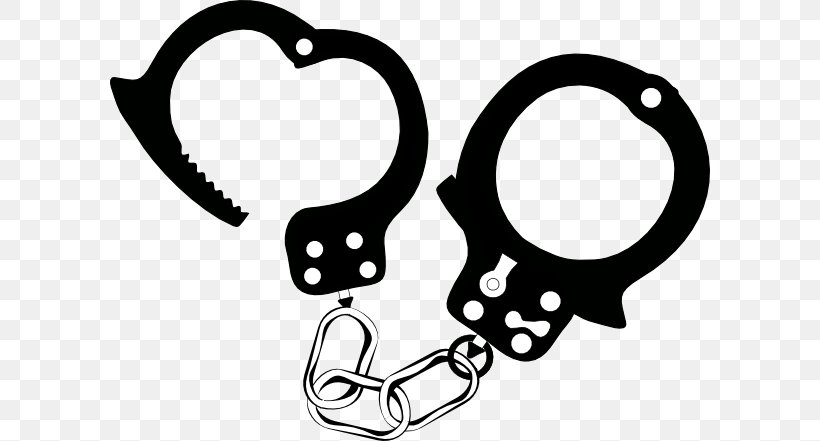 Handcuffs Prison Clip Art, PNG, 600x441px, Handcuffs, Arrest, Auto Part, Black And White, Body Jewelry Download Free