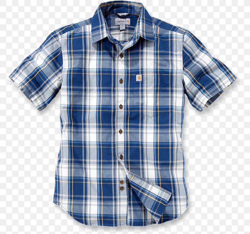 T-shirt Carhartt Slim Fit Plaid Short Sleeve Shirt Clothing, PNG, 770x768px, Tshirt, Blue, Button, Carhartt, Casual Wear Download Free