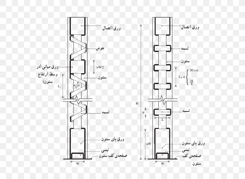 Column Structure Drawing Steel Frame, PNG, 600x600px, Column, Black And White, Diagram, Drawing, Ink Download Free