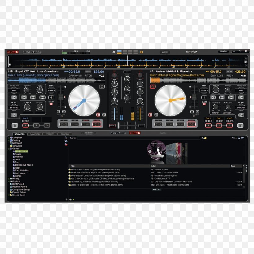 Virtual DJ Disc Jockey DJ Controller Computer DJ Audio Stream Input/Output, PNG, 900x900px, Virtual Dj, Audio, Audio Control Surface, Audio Equipment, Audio Mixers Download Free
