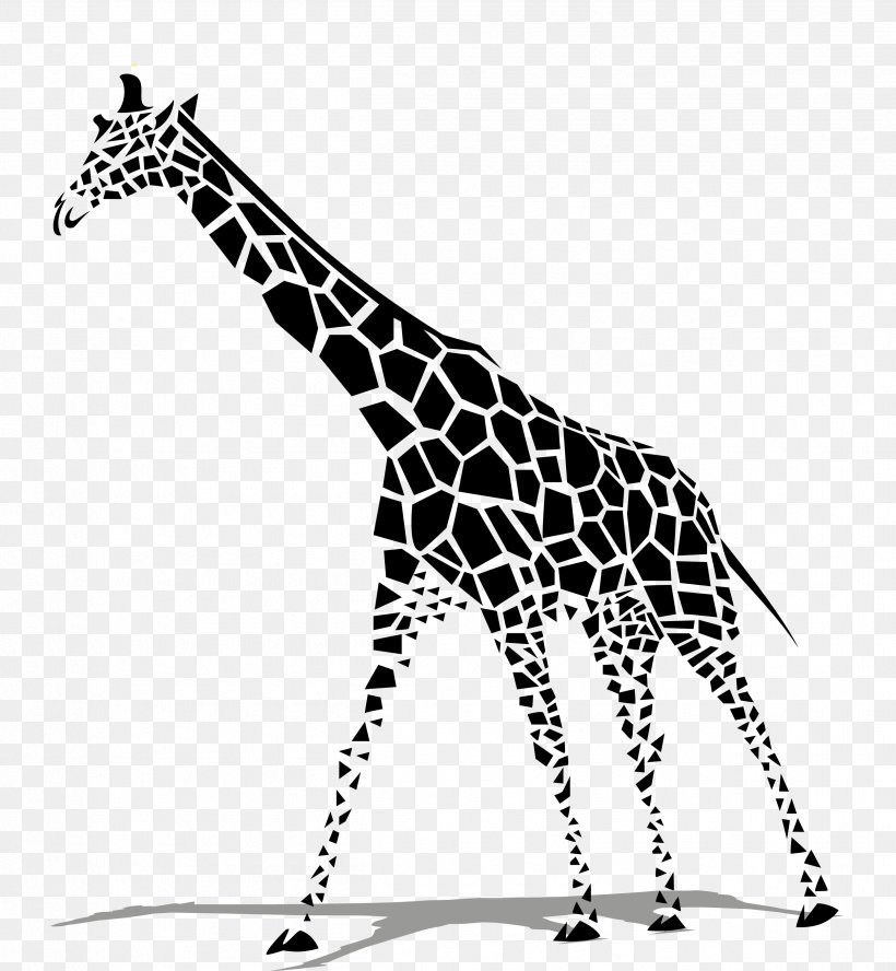 Giraffe Euclidean Vector Clip Art, PNG, 2504x2714px, Giraffe, Animal, Black And White, Cartoon, Giraffidae Download Free