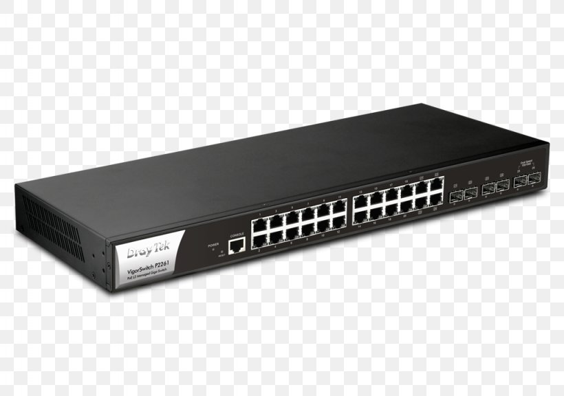 Network Switch Power Over Ethernet Gigabit Ethernet Small Form-factor Pluggable Transceiver, PNG, 1024x720px, 10 Gigabit Ethernet, Network Switch, Computer Network, Computer Networking, Draytek Download Free
