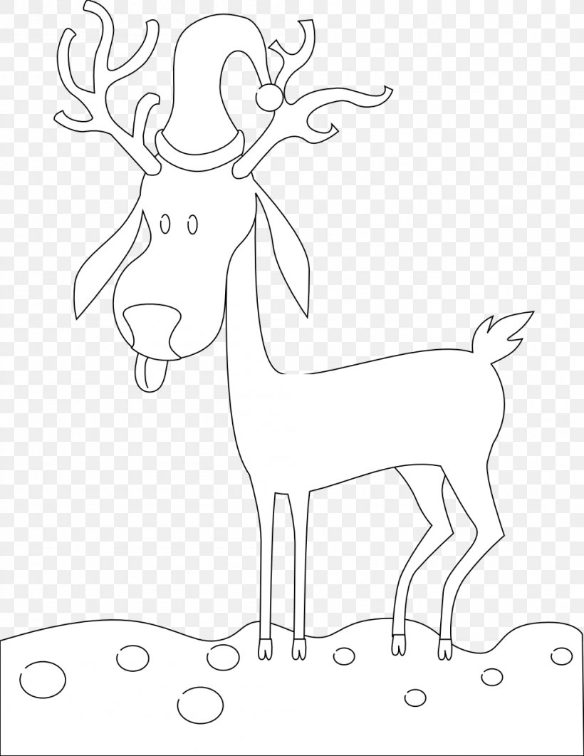 Reindeer Black And White Line Art Drawing Clip Art, PNG, 999x1293px, Reindeer, Antler, Area, Black And White, Christmas Download Free