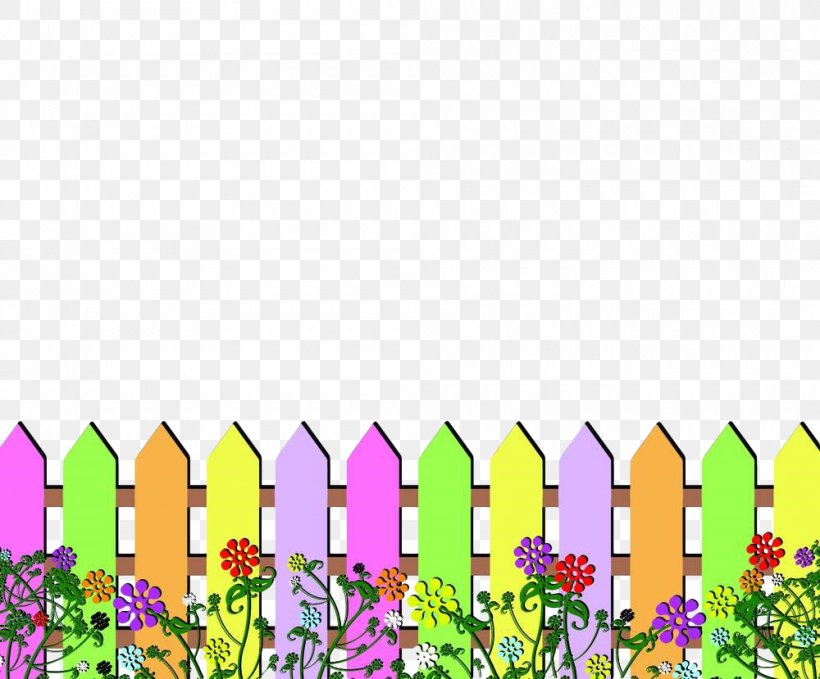 Color Fence Clip Art, PNG, 1000x829px, Color Fence, Cartoon, Fence, Flower, Grass Download Free