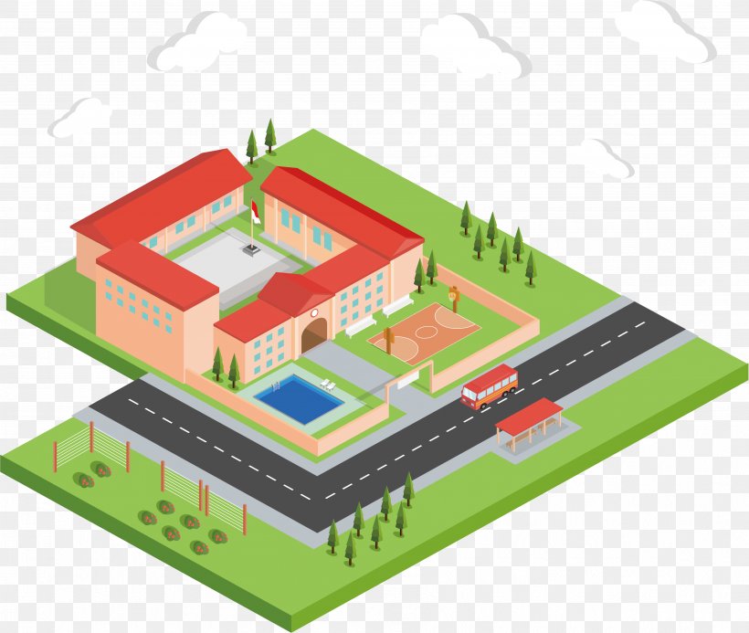 Isometric Projection Building Campus Illustration, PNG, 3579x3026px, Isometric Projection, Area, Building, Campus, Diagram Download Free
