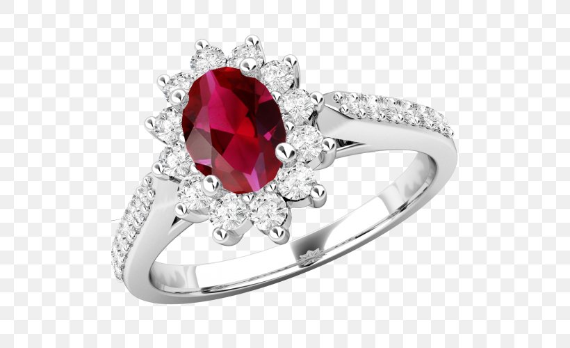 Ruby Engagement Ring Diamond Cut Trilogy Ring, PNG, 500x500px, Ruby, Birthstone, Body Jewelry, Brilliant, Diamond Download Free