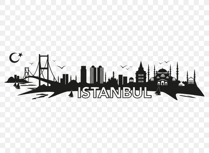 Istanbul Wall Decal Skyline Photography Vector Graphics, PNG, 800x600px, Istanbul, Black, Black And White, Brand, City Download Free