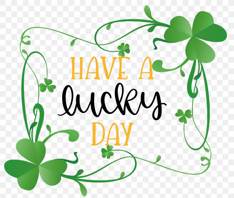 Lucky Day Patricks Day Saint Patrick, PNG, 3000x2543px, Lucky Day, Clover, Flora, Flower, Green Download Free