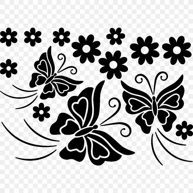 Floral Design Petal Leaf Clip Art, PNG, 1200x1200px, Floral Design, Black, Black And White, Black M, Branch Download Free