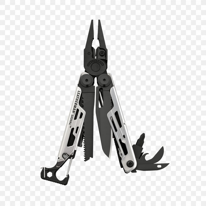 Multi-function Tools & Knives Leatherman SIGNAL MULTI-TOOL Black Leatherman Silver And Black Signal Multi-Tool 832623, PNG, 2000x2000px, Multifunction Tools Knives, Automotive Exterior, Black, Blade, Hardware Download Free