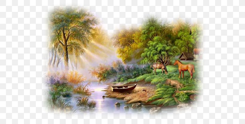 Watercolor Painting Landscape Oil Paint, PNG, 600x417px, Painting, Art, Bank, Color, Drawing Download Free