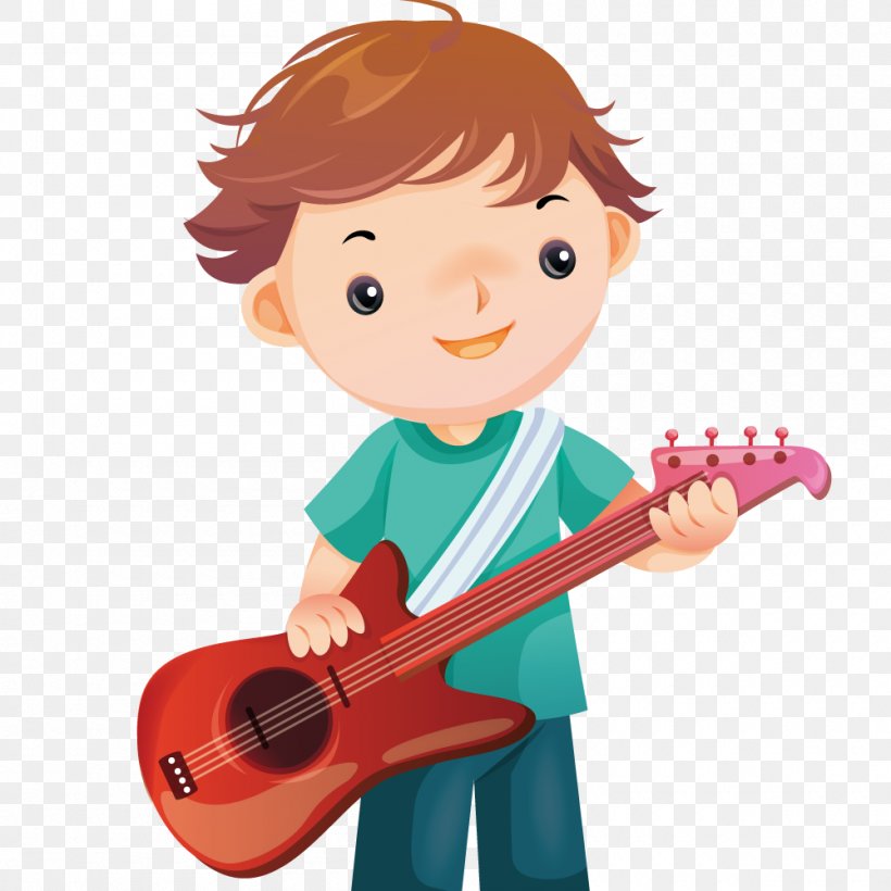 Guitar Cartoon Musical Instrument, PNG, 1000x1000px, Watercolor, Cartoon, Flower, Frame, Heart Download Free