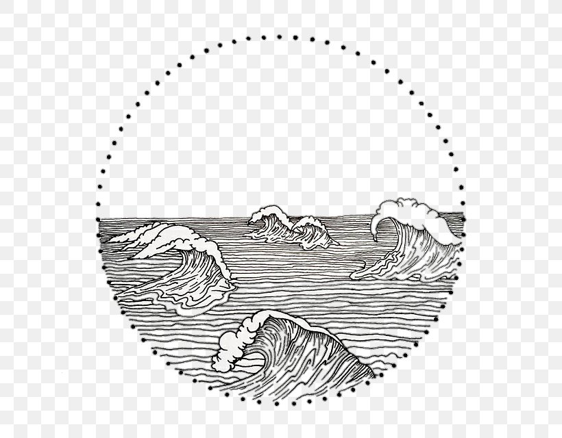 The Great Wave Off Kanagawa Drawing Wind Wave Watercolor Painting, PNG, 640x640px, Great Wave Off Kanagawa, Area, Art, Black And White, Body Jewelry Download Free