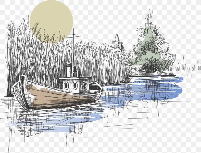 Royalty-free Illustration, PNG, 1327x1010px, Royaltyfree, Boat, Drawing, Landscape Painting, Photography Download Free