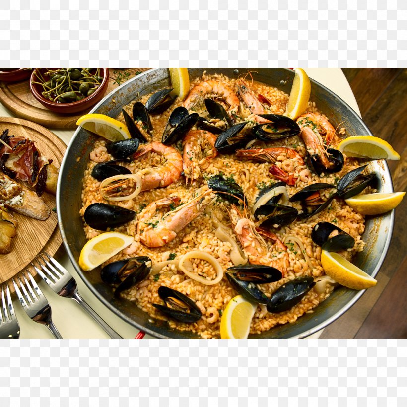 Paella Spanish Cuisine Mussel Tapas Clam, PNG, 1000x1000px, Paella, Animal Source Foods, Chicken Meat, Clam, Cooking Download Free