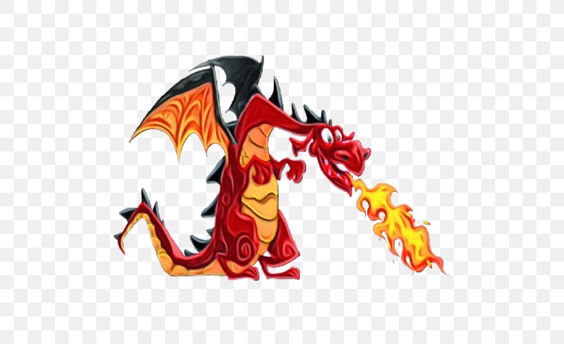 Fire Breathing Dragon, PNG, 500x500px, Watercolor, Breathing, Cartoon, Claw, Coloring Book Download Free