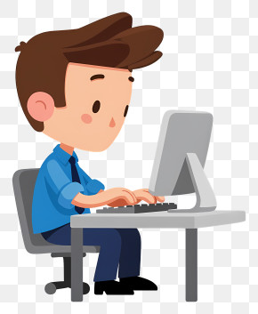 Boy Working On Laptop PNG